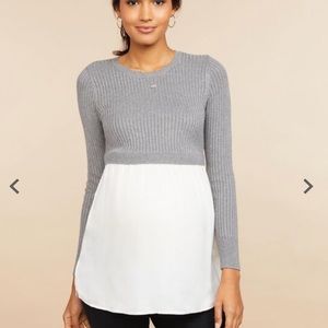 Babydoll Mixed Media Maternity Sweater Medium